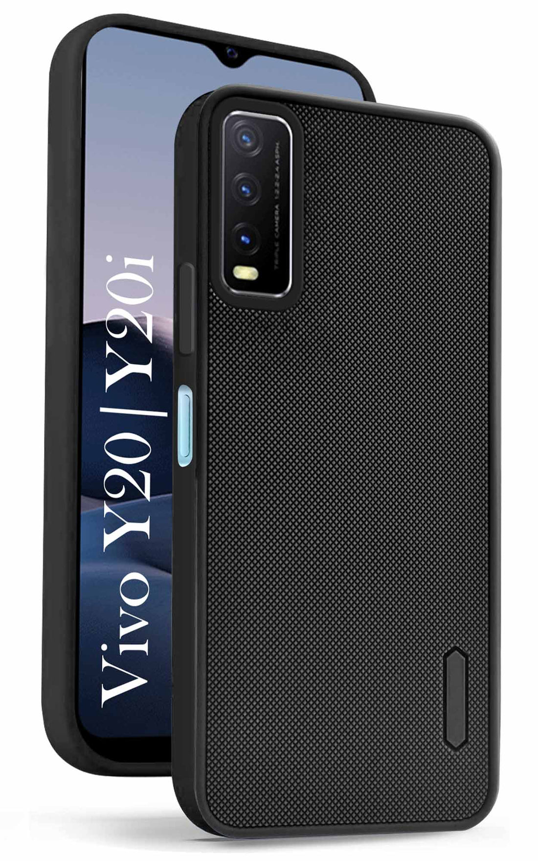 For Vivo Y20 | Y20i Back Cover Case ( Textured Grip Design | Camera Protetion | Slim and Light Weight | Soft Touch and Feel | Black )