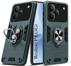 For Realme P4 Back Cover Case (Shockproof Dual Layer Polycarbonate |Ring Holder Kickstand)