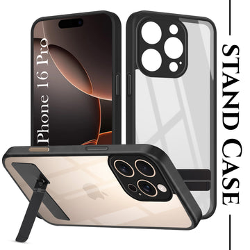 For Apple iPhone 16 Pro Back Cover Case  (Built-in Stand | Lifetime Anti Yellow | Kickstand Shockproof | Camera Protection | MagSafe Compatible)
