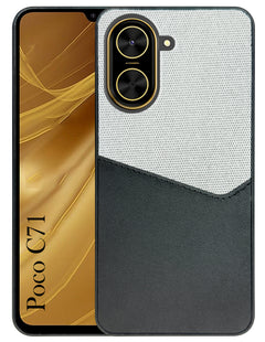 For Poco C71 Back Cover Case (Dual PU Leather Stitch | Professional Minimalist | Soft and Flexible)