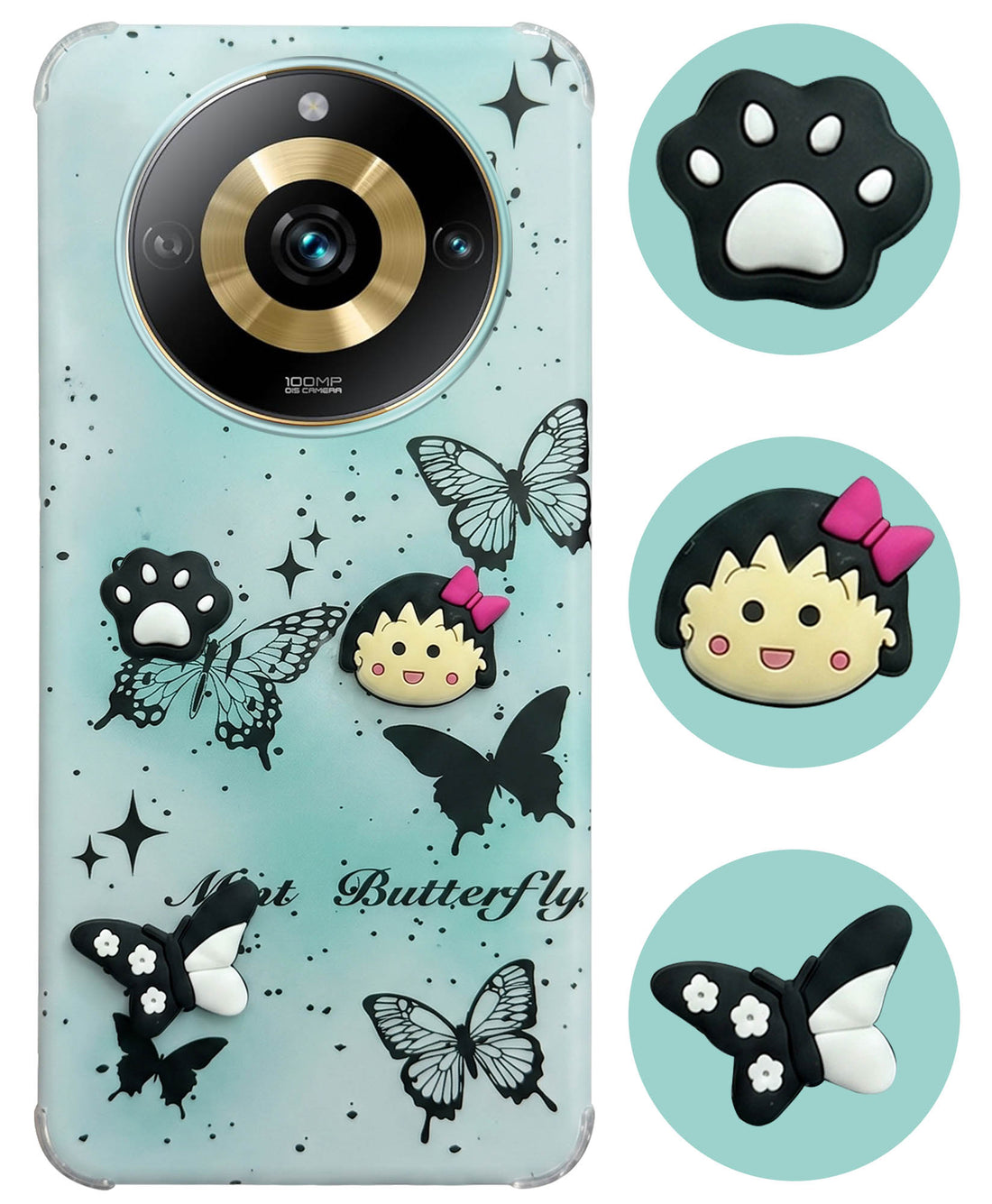 For Realme Narzo 60 Pro Back Cover Case (3D Cute Cartoons | Hard Back Side Soft | Matte Premium Finish | HD Printing)