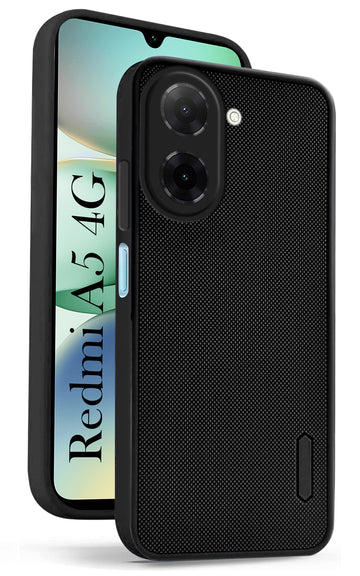 For Redmi A5 4G Back Cover Case (Textured Grip Design | Micro-Fiber Cloth Inside | Slim and Light Weight | Soft Touch and Feel | Black)