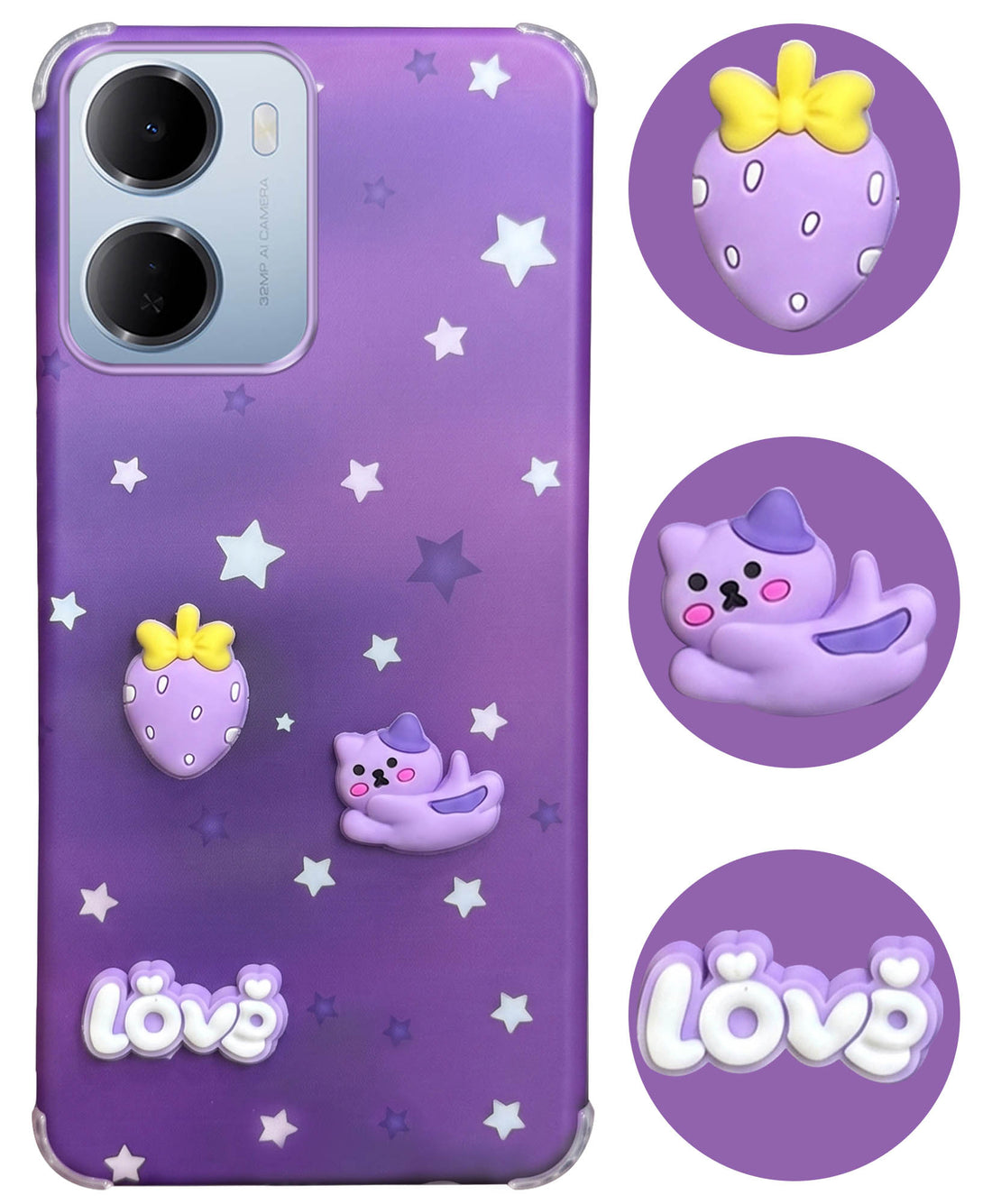 For Redmi 15A 5G Back Cover Case (3D Cute Cartoons | Hard Back Side Soft | Matte Premium Finish | HD Printing)