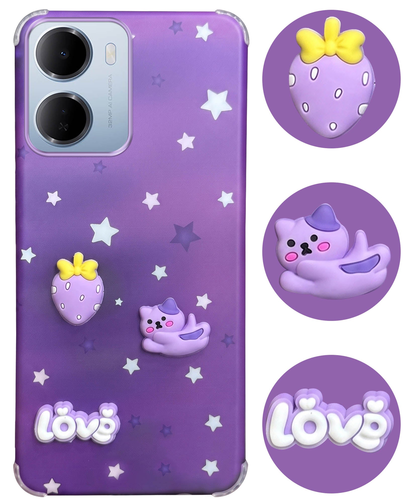 For Redmi 15A 5G Back Cover Case (3D Cute Cartoons | Hard Back Side Soft | Matte Premium Finish | HD Printing)