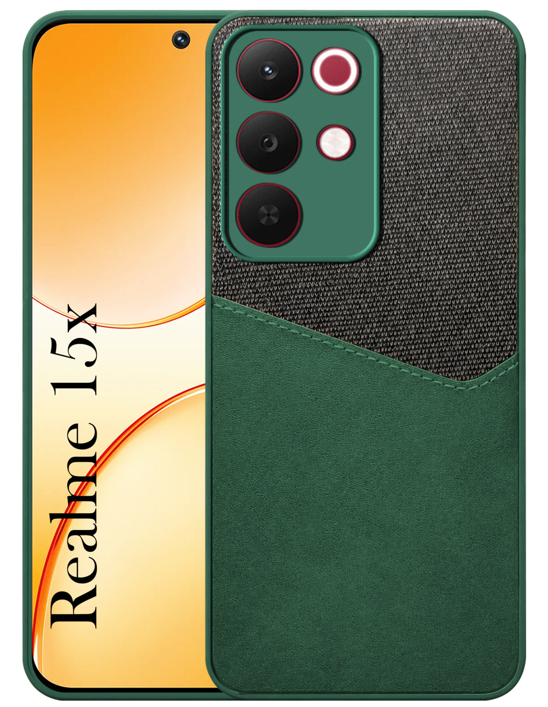 For Realme 15X Back Cover Case (Dual PU Leather Stitch | Professional Minimalist | Soft and Flexible)