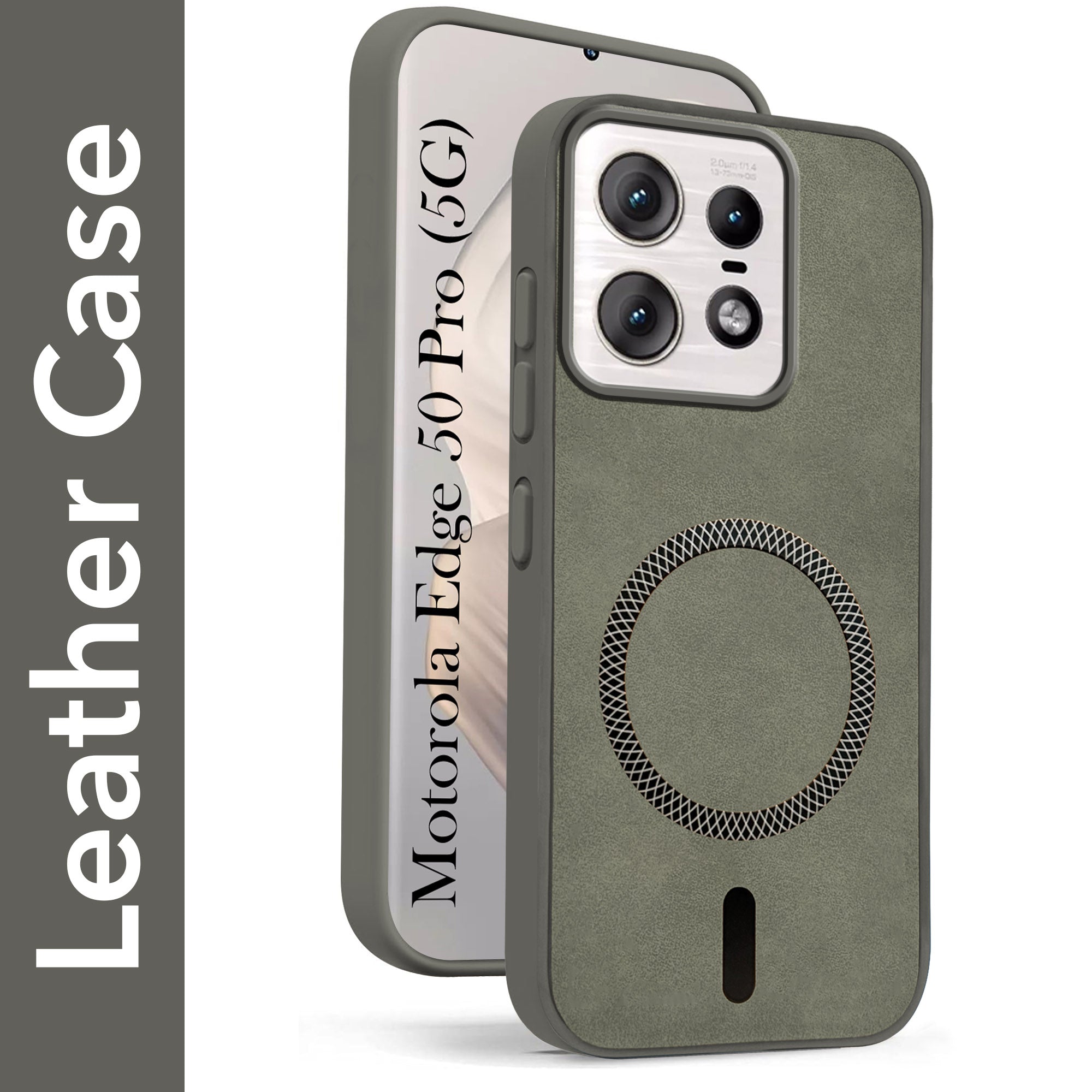For Motorola Moto Edge 50 Pro Back Cover Case Leather Finish(MagSafe Compatible Wireless Charging | Soft Touch | Camera Bump Protection)