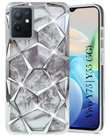 For Vivo Y75 5G | Y55 5G Back Cover Case (Dual Design Glitter Sparkle and Detachable Diamond Print Case | Soft and Flexible)