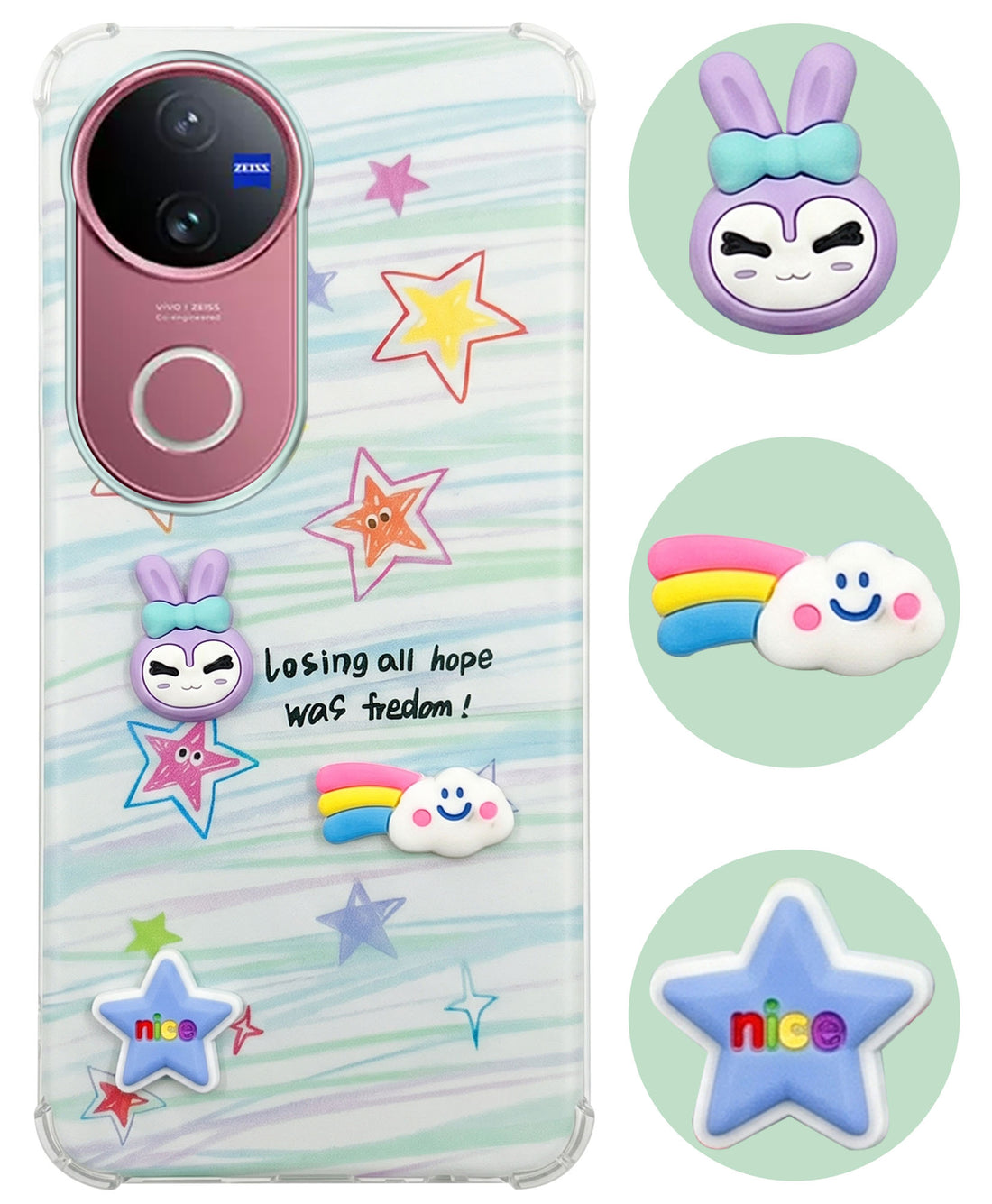 For Vivo V50 | Vivo V50e Back Cover Case (3D Cute Cartoons | Hard Back Side Soft | Matte Premium Finish | HD Printing)