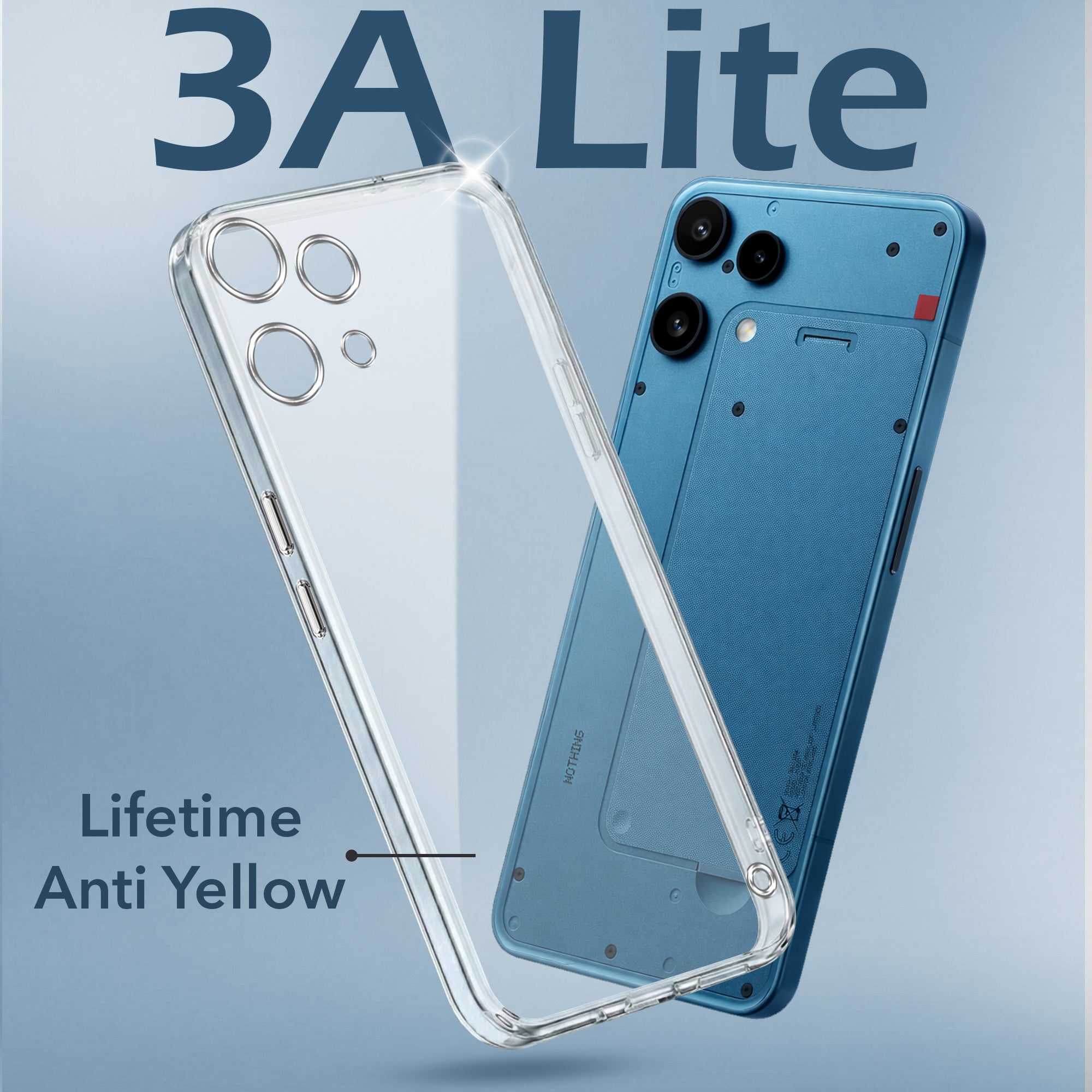 For Nothing Phone 3A Lite Back Cover Case Lifetime Anti-Yellow Clear (Sleek Hard Crystal | Shockproof and Camera Protection)