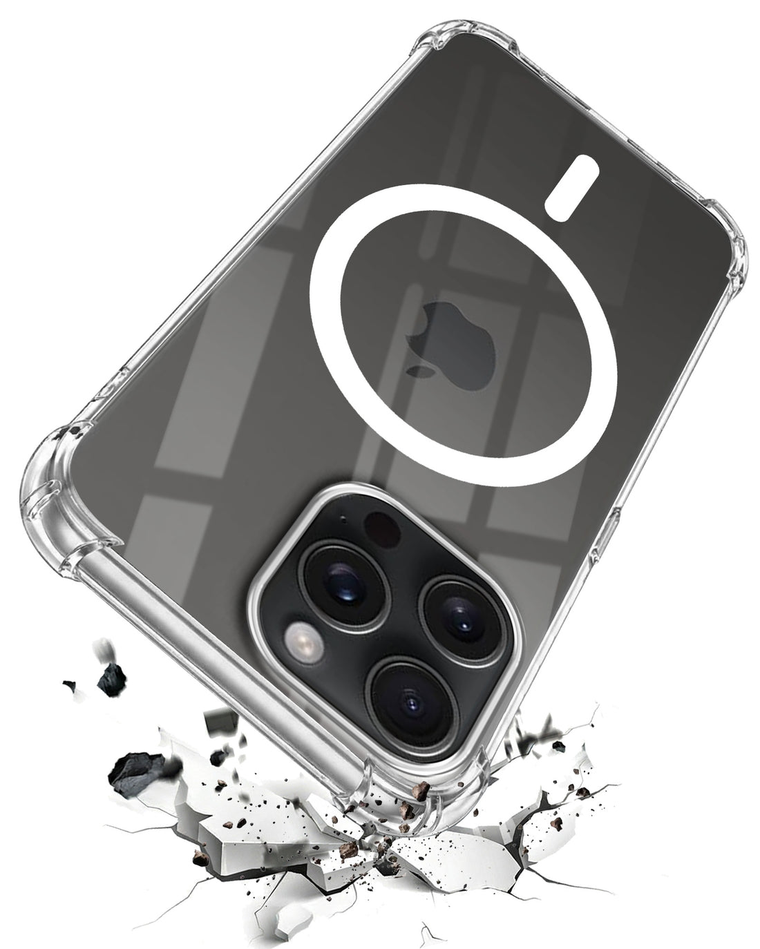 For Apple iPhone 15 Pro Max Back Cover Shockproof Crystal-Clear (Magsafe Wireless Support | Drop & Camera Protection | Hard Polycarbonate)
