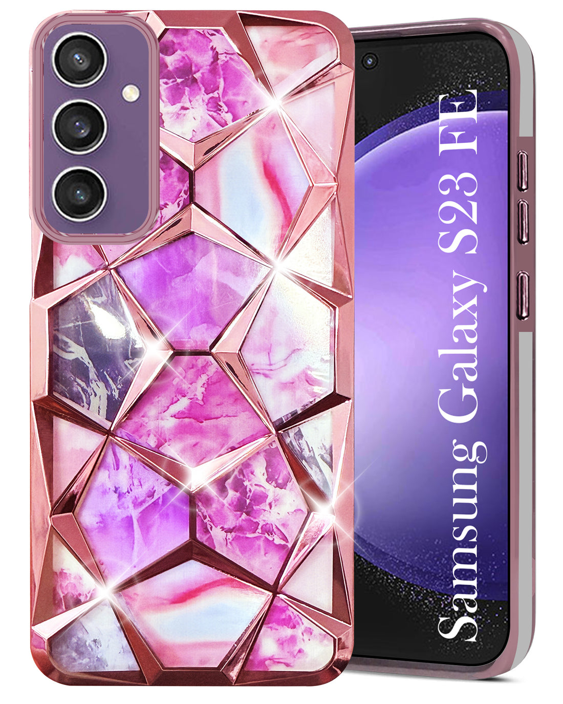 For Samsung Galaxy S23 FE 5G Back Cover Case ( Dual Design Glitter Sparkle and Detachable Diamond Print Case | Soft and Flexible)