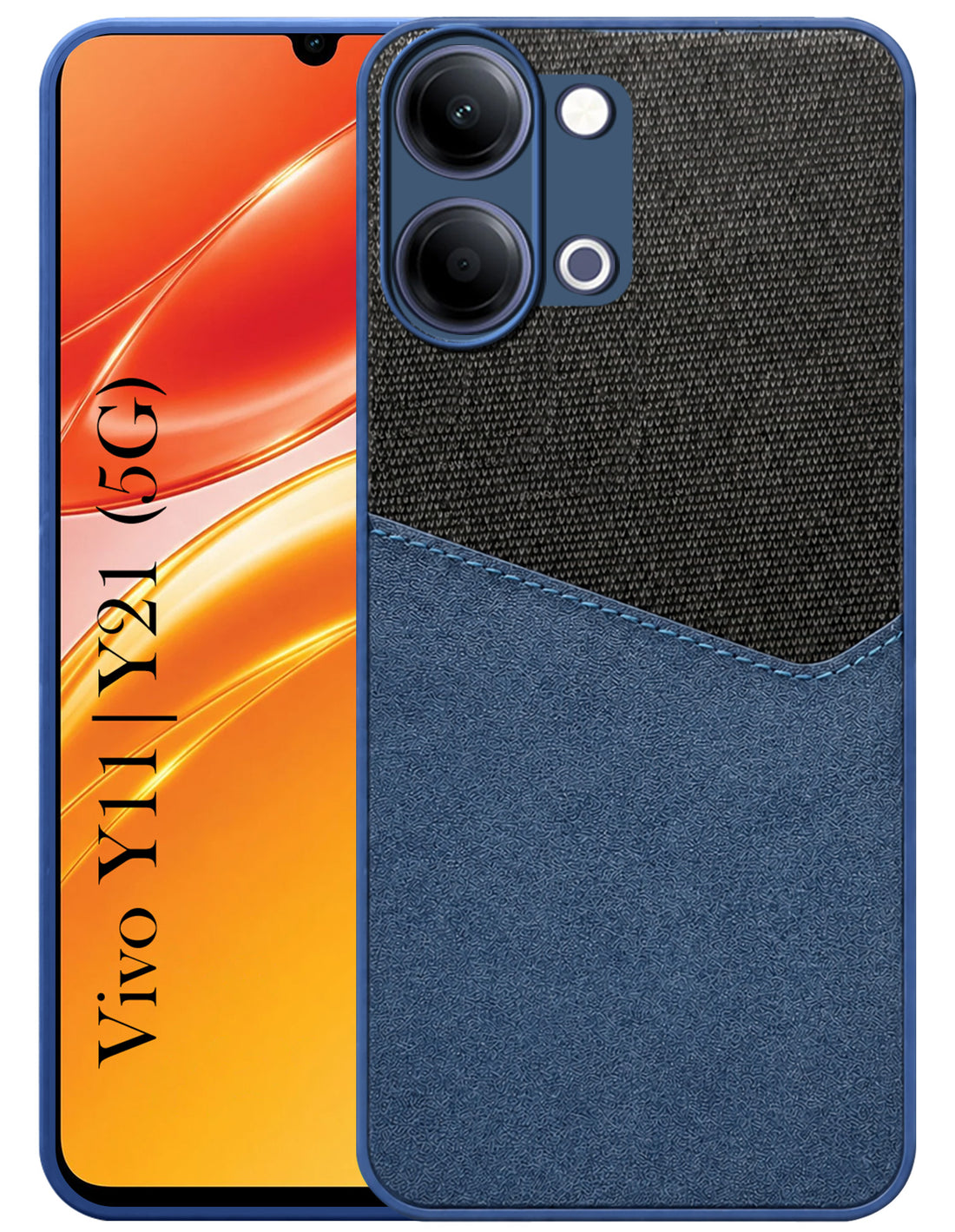 For Vivo Y11 | Vivo Y21 5G Back Cover Case (Dual PU Leather Stitch | Professional Minimalist | Soft and Flexible)