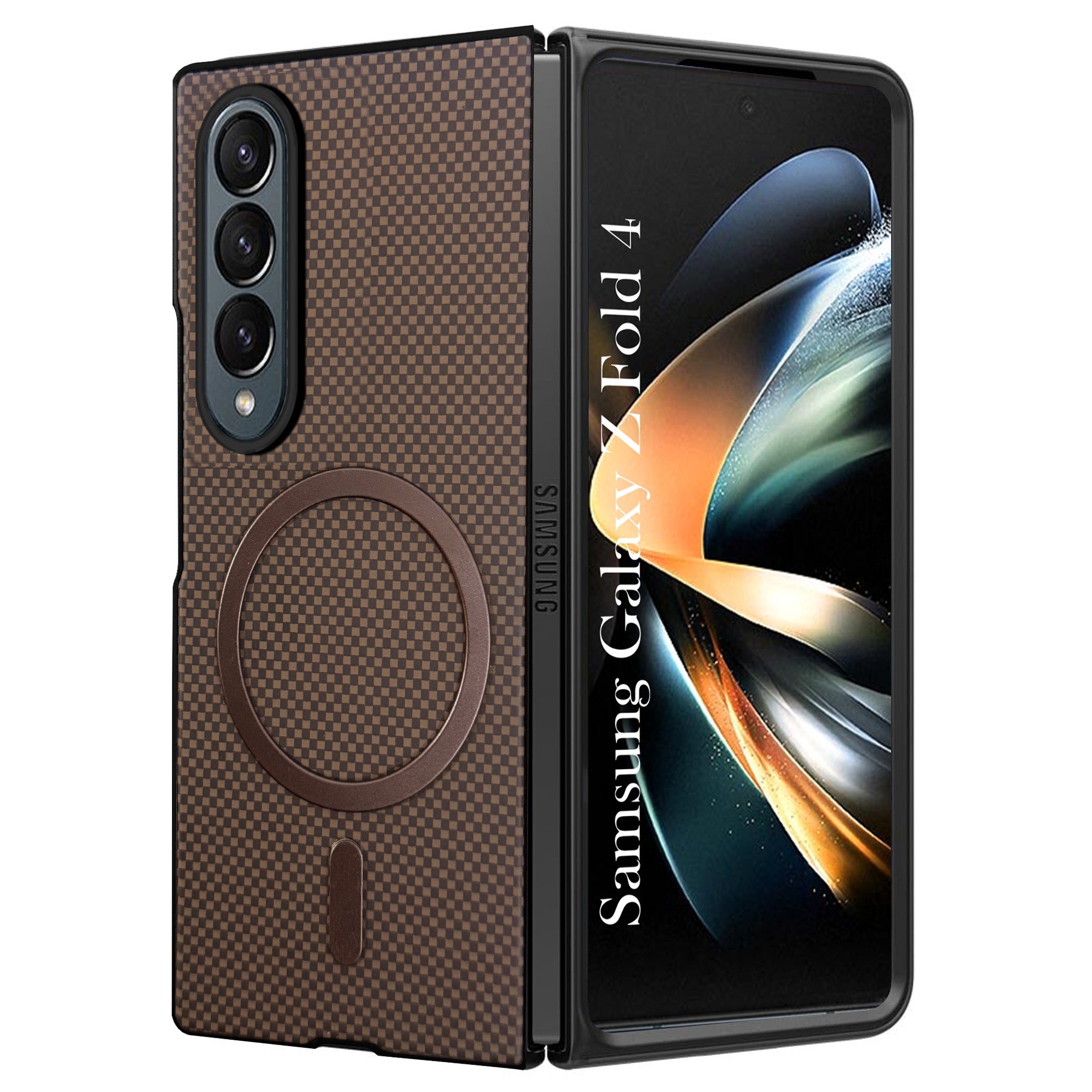 For Samsung Galaxy Z Fold 4 5G Back Cover Case (MagSafe Wireless Charging Compatible | Hexa Leather Finish | Inside Microfiber Cloth)