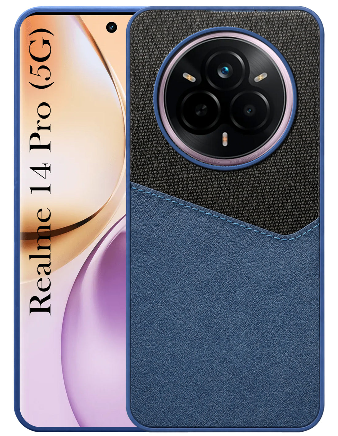 For Realme 14 Pro Back Cover Case (Dual PU Leather Stitch | Professional Minimalist | Soft and Flexible)