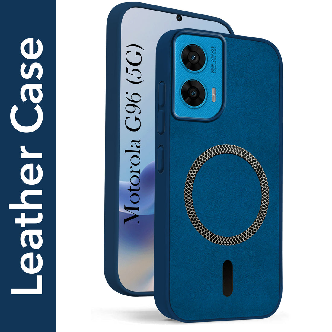 For Motorola Moto G96 Back Cover Case Leather Finish (MagSafe Compatible Wireless Charging | Soft Touch | Camera Bump Protection)