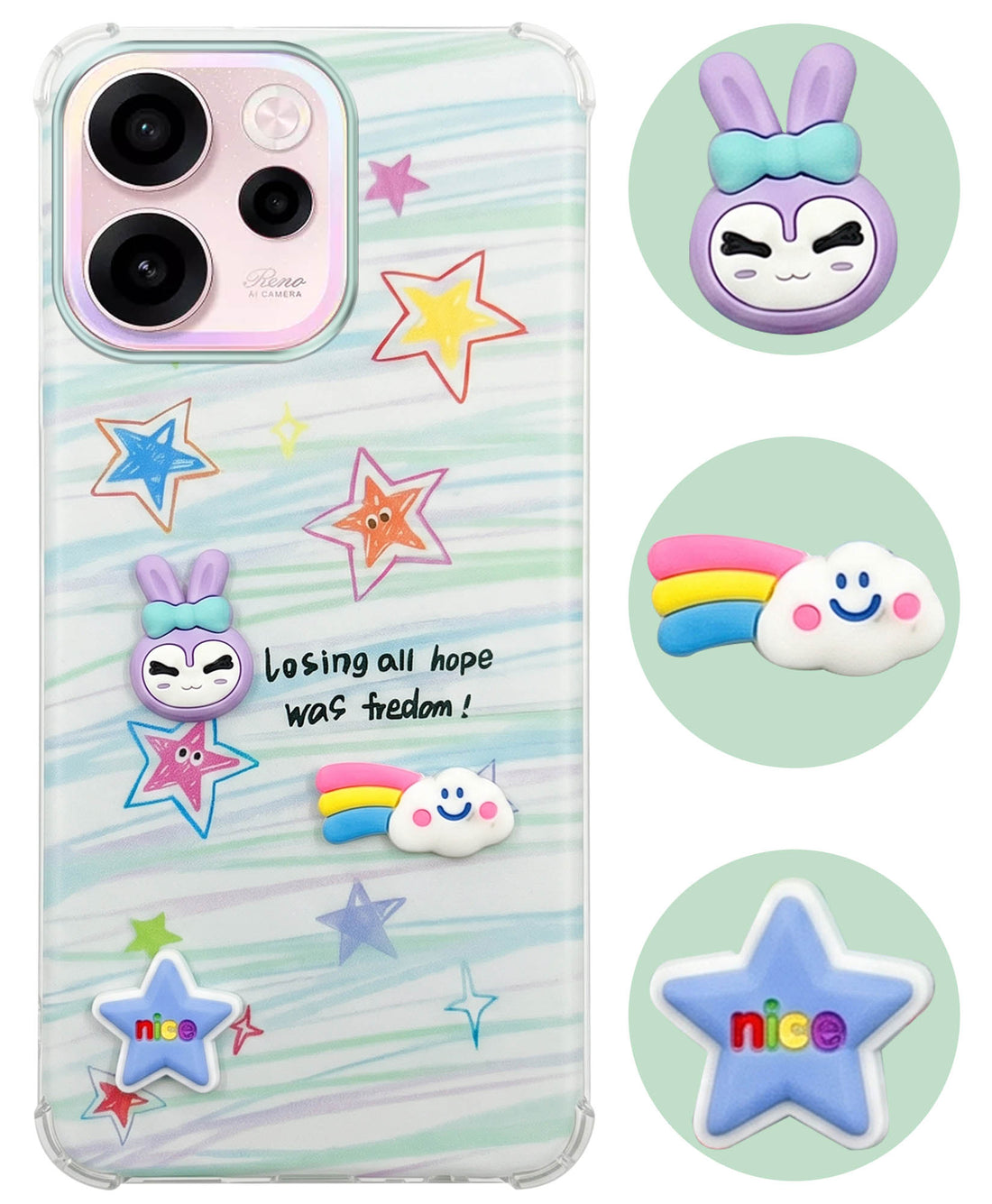 For Oppo Reno 15c Back Cover Case (3D Cute Cartoons | Hard Back Side Soft | Matte Premium Finish | HD Printing)