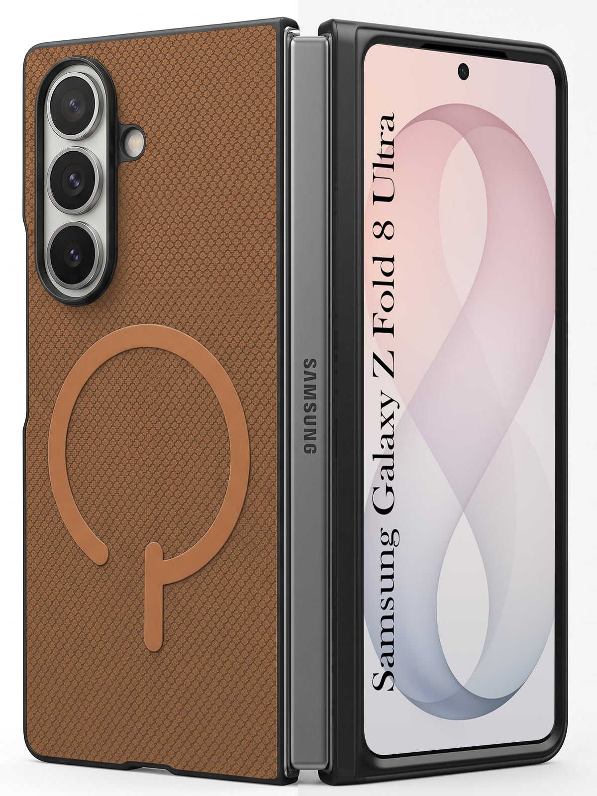 For Samsung Galaxy Z Fold 8 Ultra Premium Magnetic Back Cover Case (MagSafe Compatible | 180° Folding Design | Soft Microfiber Inner Lining | Textured Blue Finish)