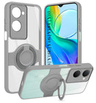 For Vivo Y18 | Y18e | Y03 | Y18i | Y18t Back Cover Case with stand (Built-in Ring Holder Kickstand | Lifetime Anti Yellow | Camera Protection)