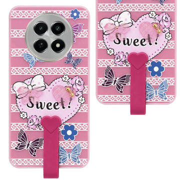 For Realme Narzo N65 5G Back Cover Case (3D Cute Heart Strap Holder | Camera Protection | Designer Girls Print)