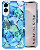 For Samsung Galaxy S25 Edge Back Cover Case  ( Dual Design Glitter Sparkle and Detachable Diamond Print Case | Soft and Flexible)