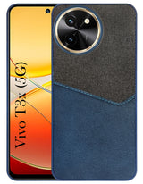For Vivo T3x 5G Back Cover Case (Dual PU Leather Stitch | Professional Minimalist | Soft and Flexible)