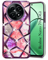 For Realme Narzo 70x 5G Back Cover Case ( Dual Design Glitter Sparkle and Detachable Diamond Print Case | Soft and Flexible)