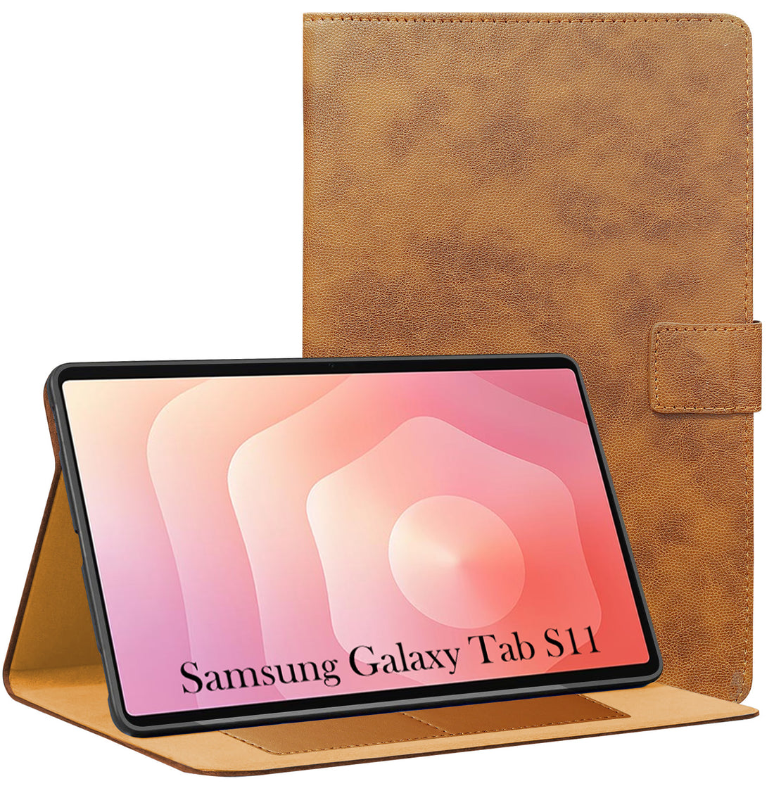 For Samsung Galaxy Tab S11 11 Inch SM-X730/X736/X736B Flip Cover Folio Cover (PU Leather | Multi-Angle Smart Stand | Card Storage Slots | Silicone Back Pouch)