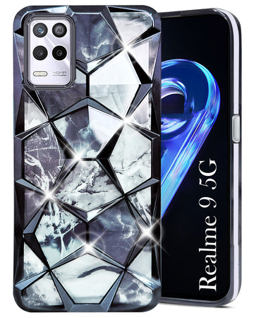 For Realme 9 5G Back Cover Case ( Dual Design Glitter Sparkle and Detachable Diamond Print Case | Soft and Flexible)