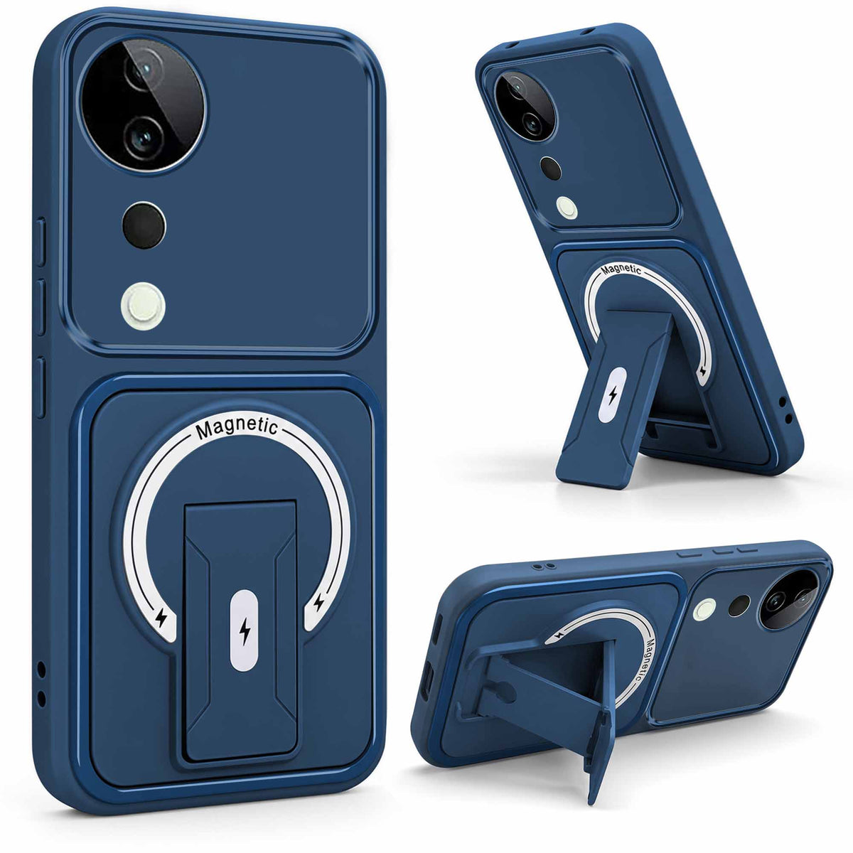 For Vivo T3 Ultra Back Case Cover Metallic (Hybrid Armor Kickstand | MagSafe Compatible | Camera Protection Shockproof)