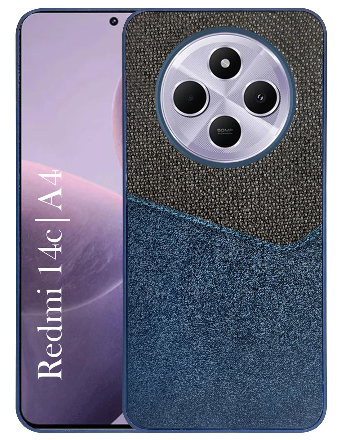 For Redmi A4 5G | Xiaomi Redmi 14C Back Cover Case (Dual PU Leather Stitch | Professional Minimalist | Soft and Flexible)