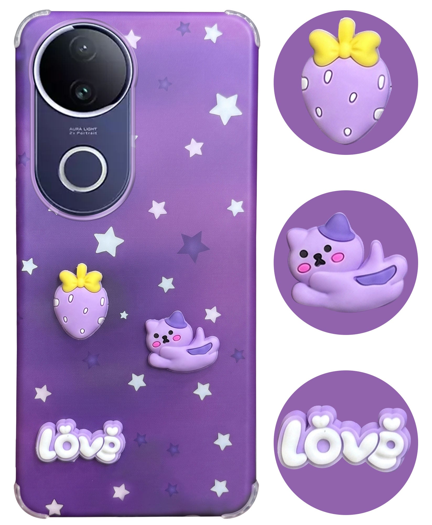 For Vivo T4R Back Cover Case (3D Cute Cartoons | Hard Back Side Soft | Matte Premium Finish | HD Printing)