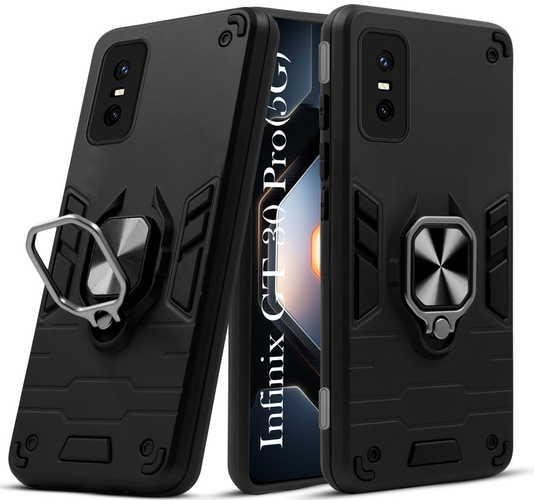For Infinix GT 30 Pro Back Cover Case (Shockproof Dual Layer Polycarbonate |Ring Holder Kickstand)