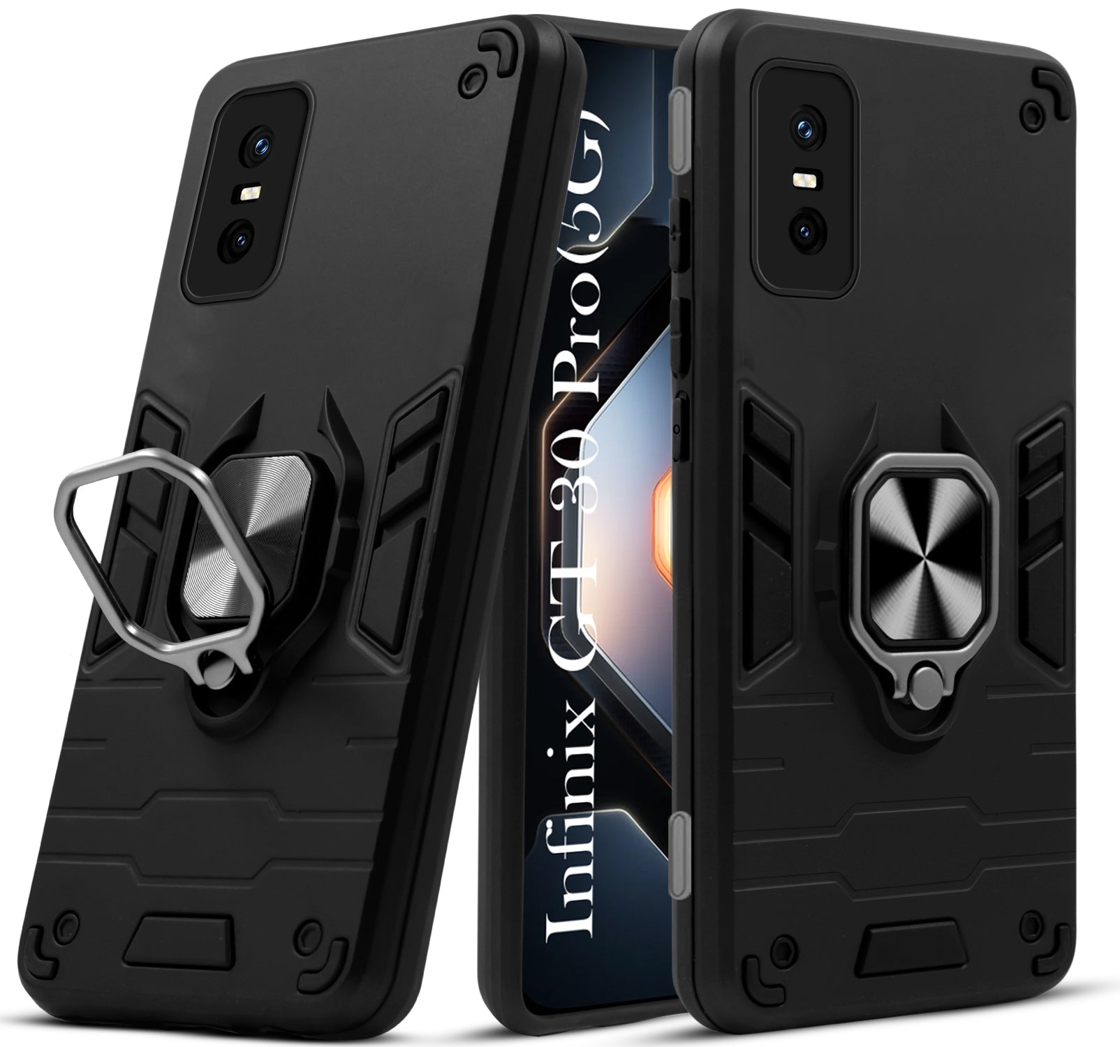 For Infinix GT 30 Pro Back Cover Case (Shockproof Dual Layer Polycarbonate |Ring Holder Kickstand)