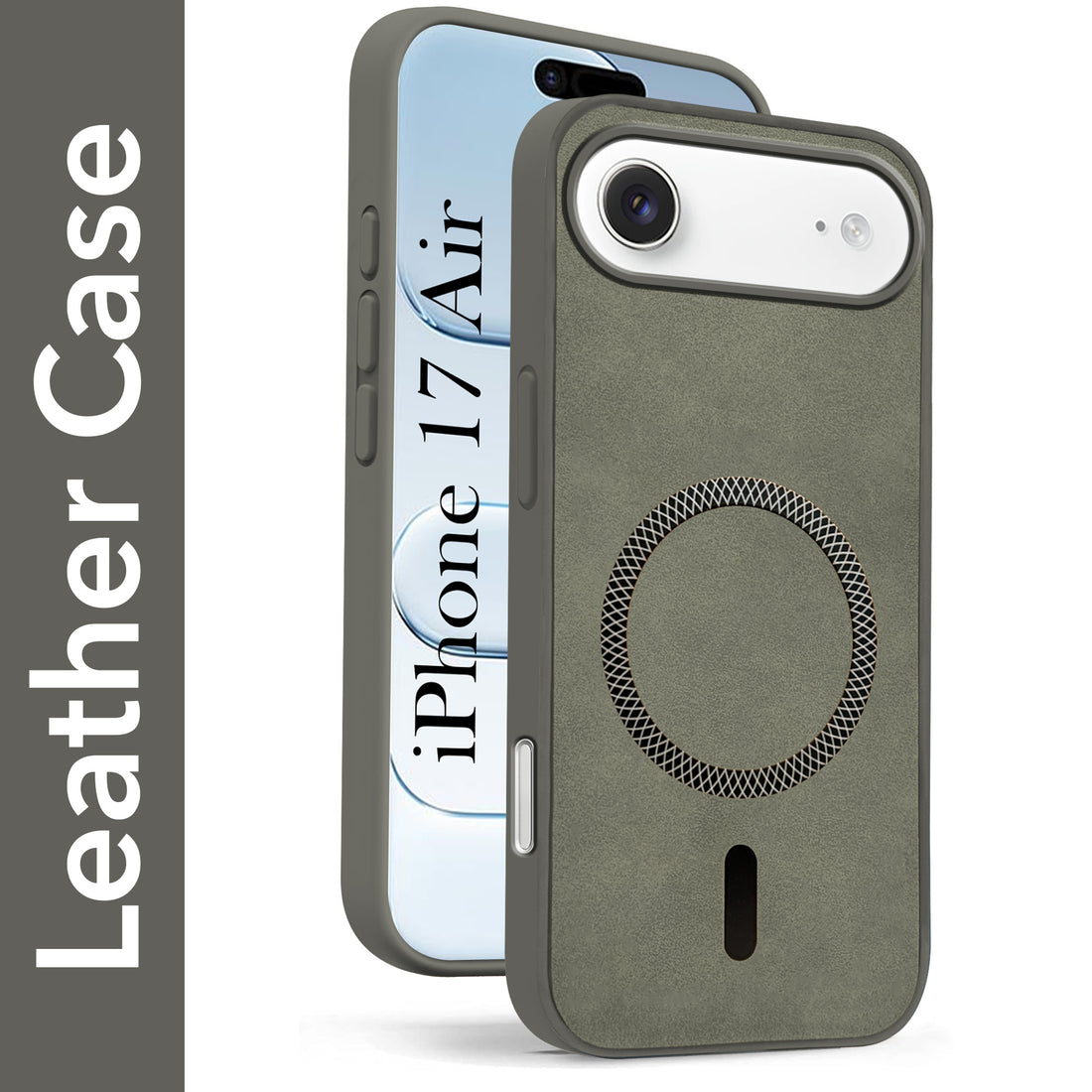 For Apple iPhone 17 Air Back Cover Case Leather Finish (MagSafe Compatible Wireless Charging | Soft Touch | Camera Bump Protection)