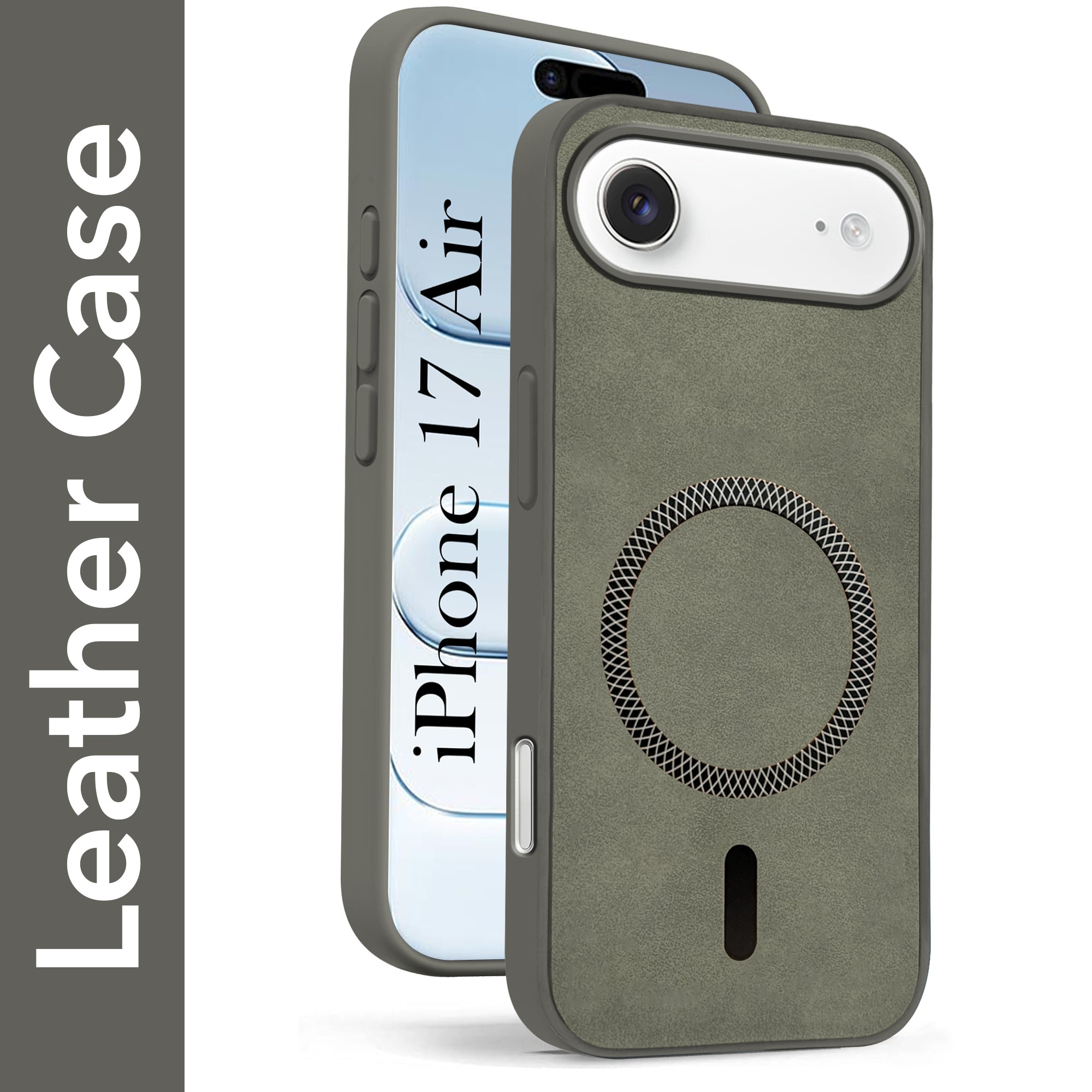For Apple iPhone 17 Air Back Cover Case Leather Finish (MagSafe Compatible Wireless Charging | Soft Touch | Camera Bump Protection)
