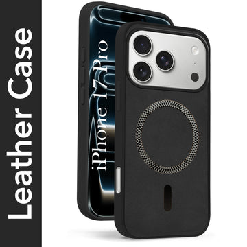 For Apple iPhone 17 Pro Back Cover Case Leather Finish (MagSafe Compatible Wireless Charging | Soft Touch | Camera Bump Protection)