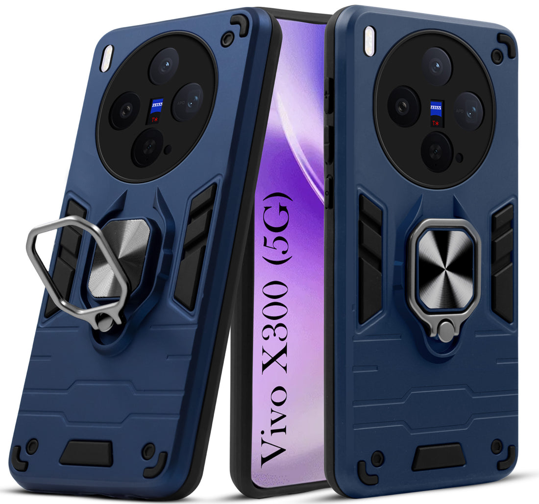 For Vivo X300 5G Back Cover Case Hybrid Armor (Shockproof Dual Layer Polycarbonate |Ring Holder Kickstand)