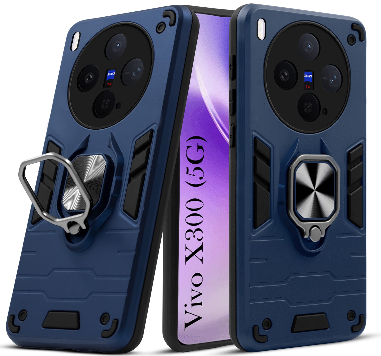For Vivo X300 5G Back Cover Case Hybrid Armor (Shockproof Dual Layer Polycarbonate |Ring Holder Kickstand)