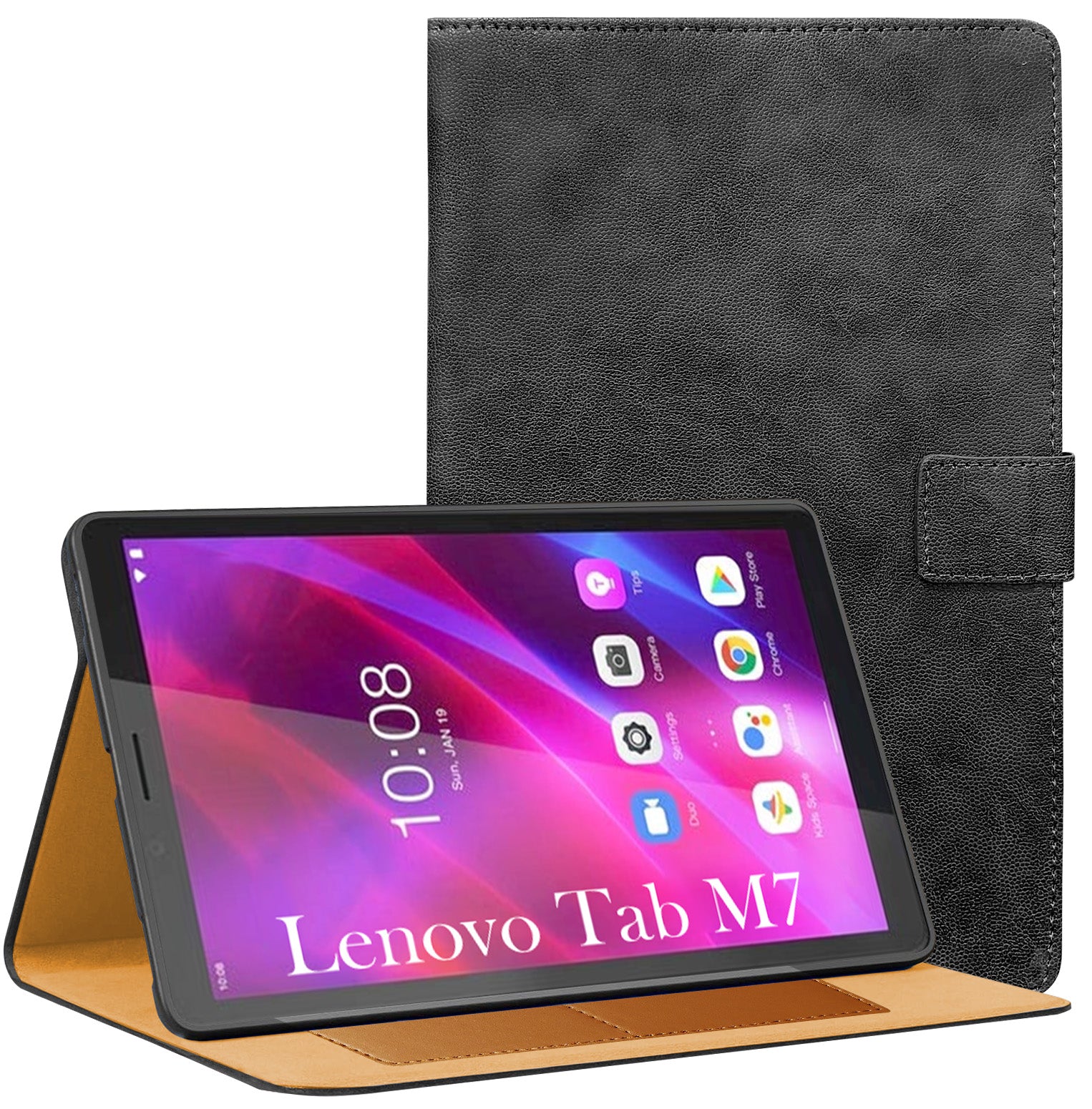 For Lenovo Tab M7 7 Inch TB-7305F/7305X/7305I Flip Cover Folio Cover (PU Leather | Multi-Angle Smart Stand | Card Storage Slots | Silicone Back Pouch)