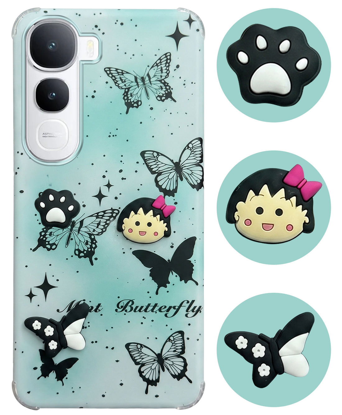 For Vivo Y400 Back Cover Case (3D Cute Cartoons | Hard Back Side Soft | Matte Premium Finish | HD Printing)