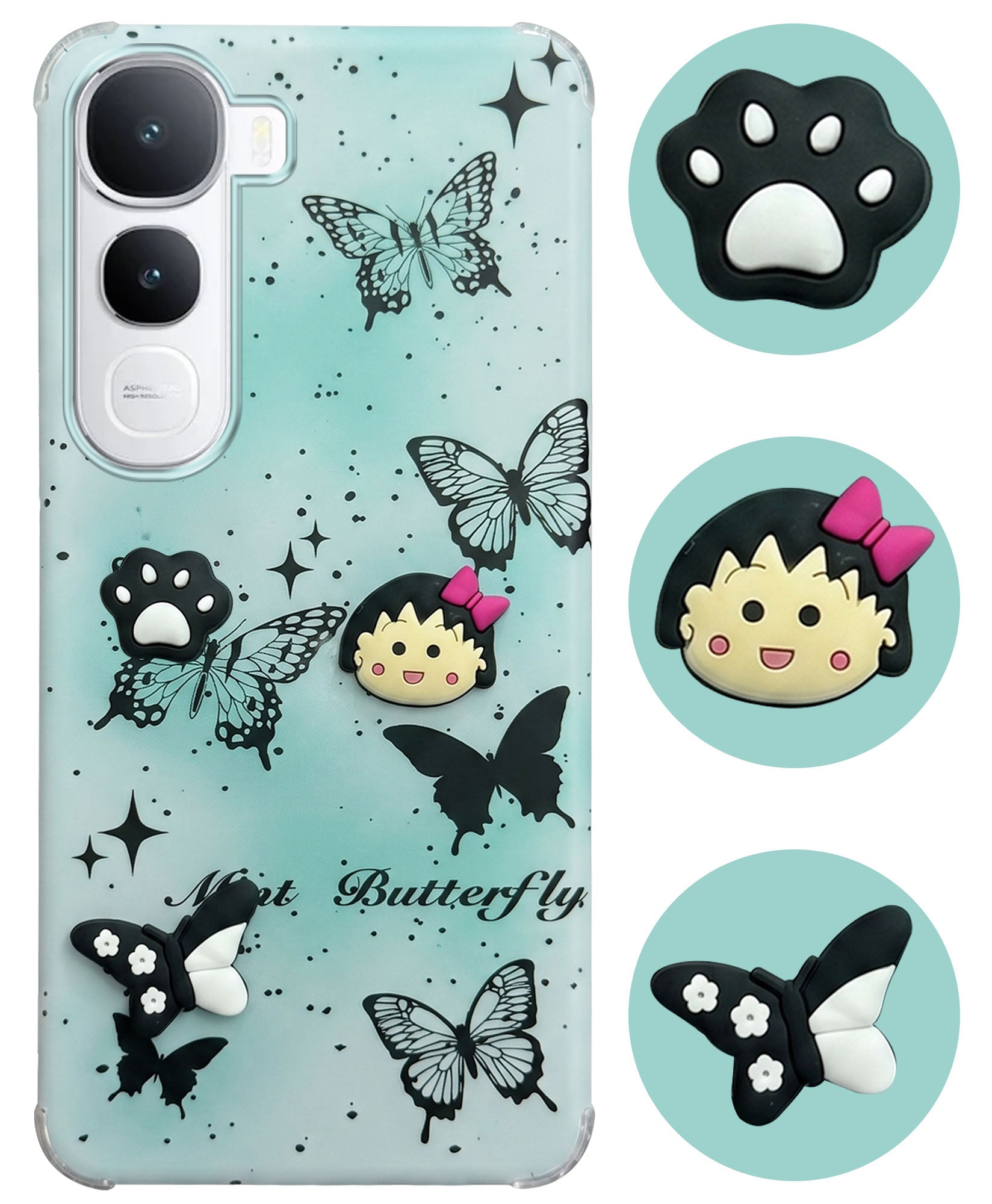 For Vivo Y400 Back Cover Case (3D Cute Cartoons | Hard Back Side Soft | Matte Premium Finish | HD Printing)