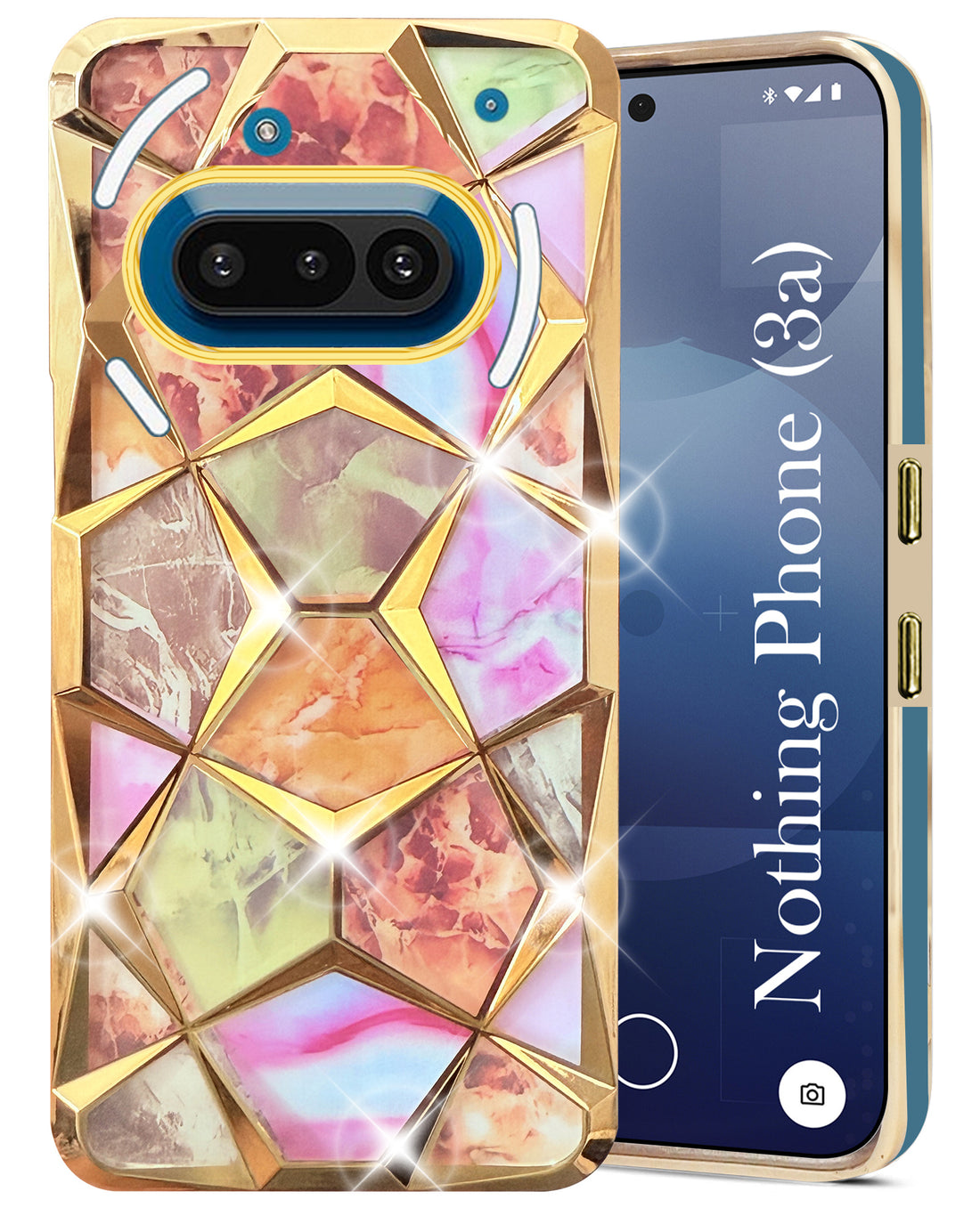 For Nothing Phone 3A 5G Back Cover Case(Dual Design Glitter Sparkle and Detachable Diamond Print Case | Soft and Flexible)