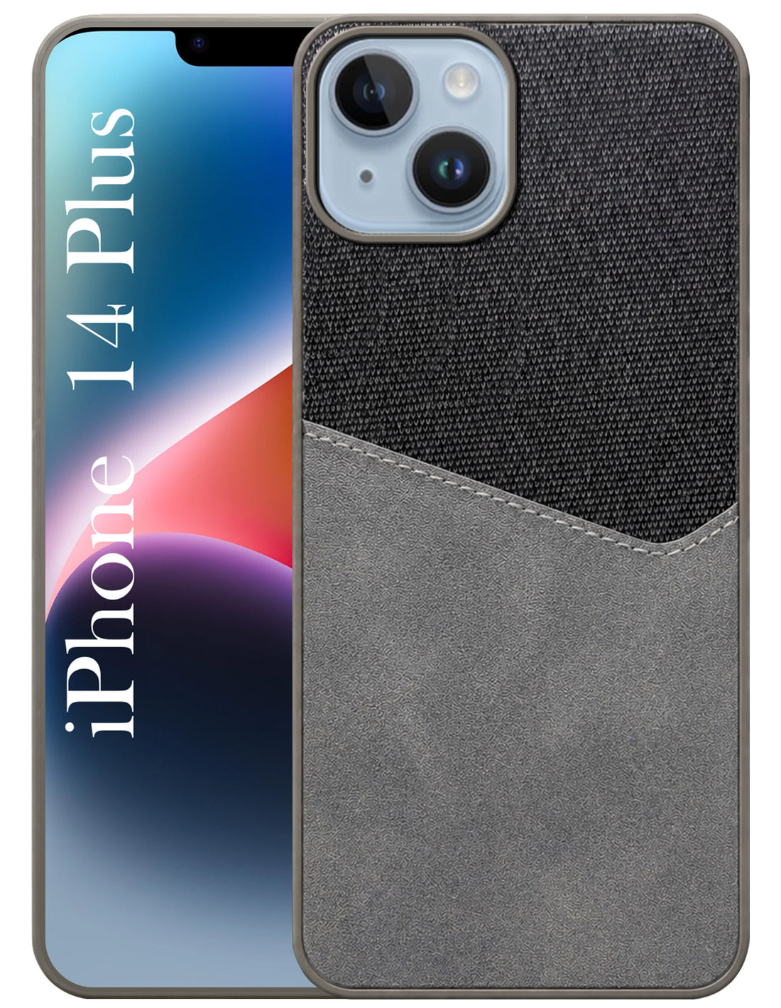 For Apple iPhone 14 Plus Back Cover Case (Dual PU Leather Stitch | Professional Minimalist | Soft and Flexible)