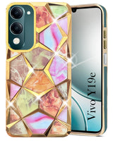 For Vivo Y19 | Vivo Y19e | Vivo T4 Lite Back Cover Case Girls (Dual Design Glitter Sparkle and Detachable Diamond Print Case | Soft and Flexible)