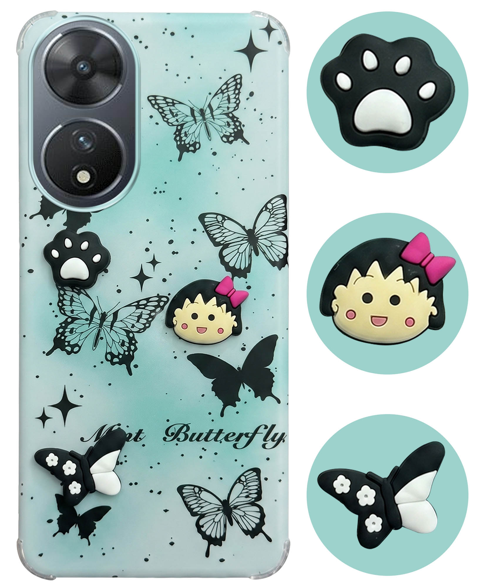 For Vivo T2 Back Cover Case (3D Cute Cartoons | Hard Back Side Soft | Matte Premium Finish | HD Printing)