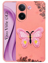 For Vivo V60e Back Cover Case (SoFt Butter Fly Embroidery | Women Teen Girls | Camera Protection| Matte Silicone)