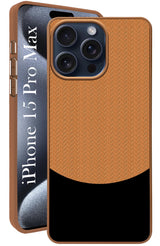 For Apple iPhone 15 Pro Max Back Cover Case (Elegant PU Leather Finish | Premium Minimalist Professional | Camera Protection Bump)