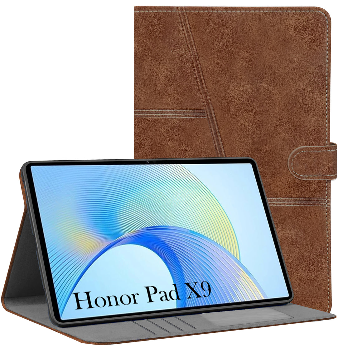 For Honor Pad X9 11.5 Inch Flip Cover Folio Case (PU Leather | Multi-Angle Smart Stand | Card Storage Slots | Silicone Back Pouch)
