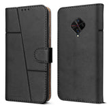 For Vivo S1 Pro Flip Cover Case (Stitched Leather with Magnetic Closure)