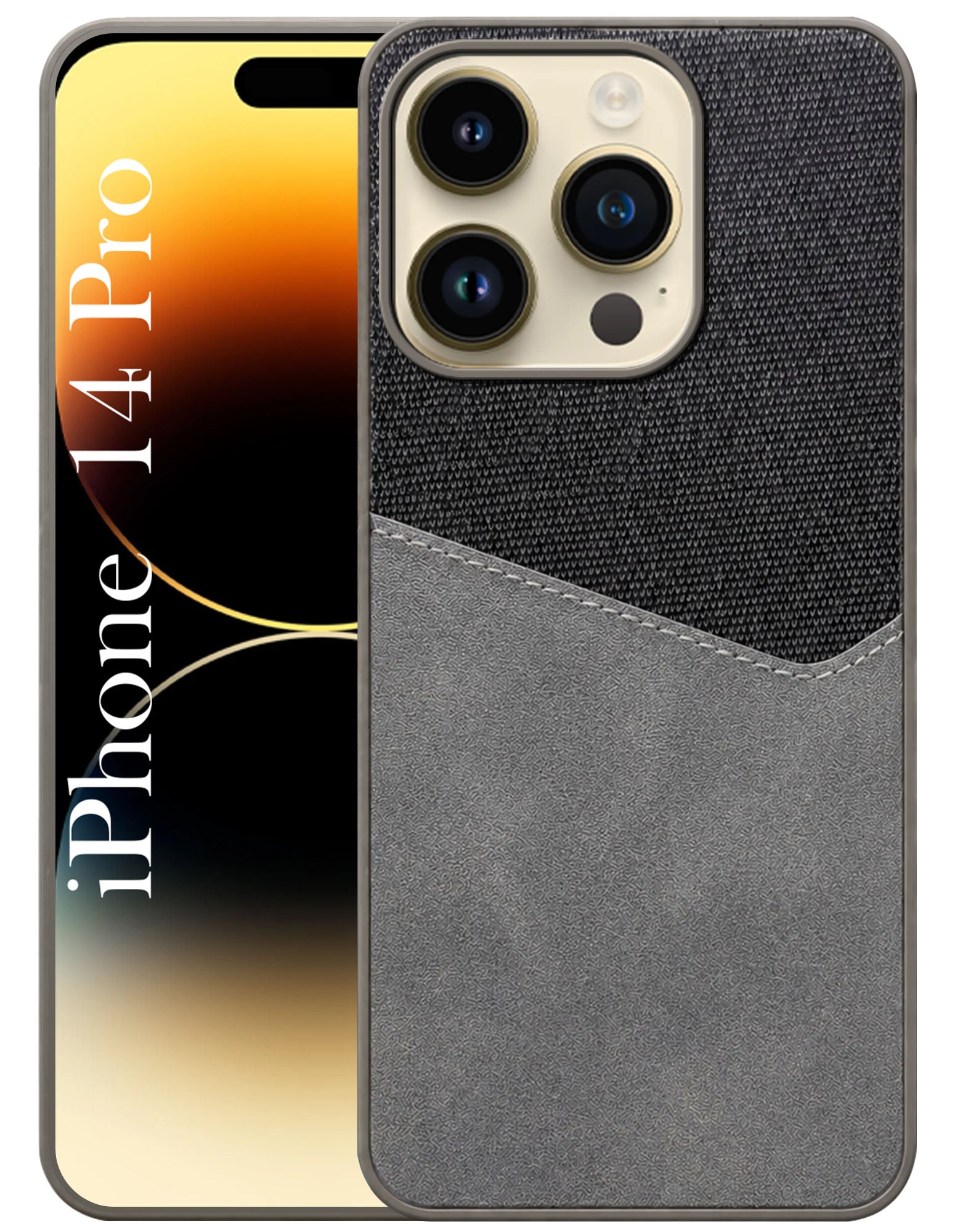 For Apple iPhone 14 Pro Back Cover Case (Dual PU Leather Stitch | Professional Minimalist | Soft and Flexible)